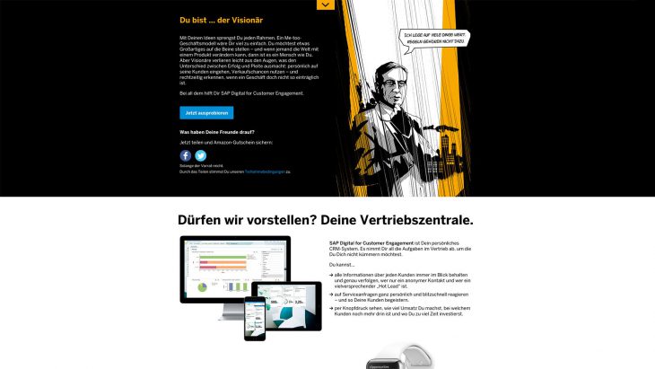 Kampagnenseite für SAP Digital for Customers, Quiz Welle 2
